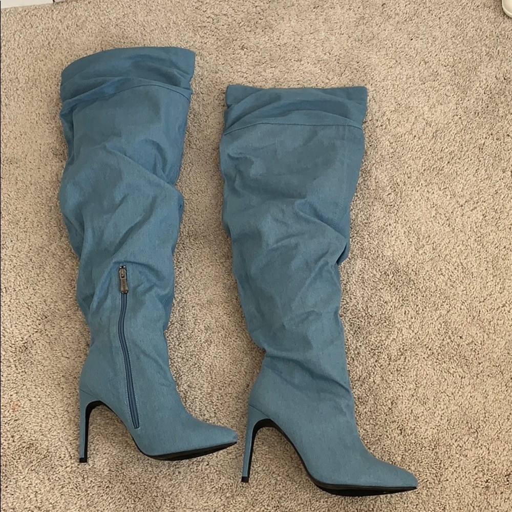 Over the knee jean boots